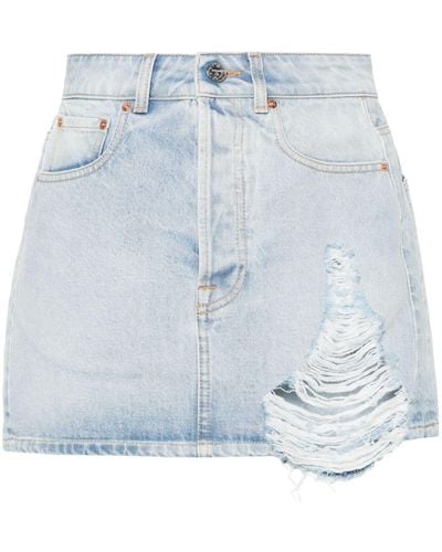 Vetements Distressed Denim Mini Skirt - Blue
