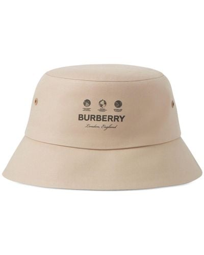 Burberry Logo-print Bucket Hat - Natural