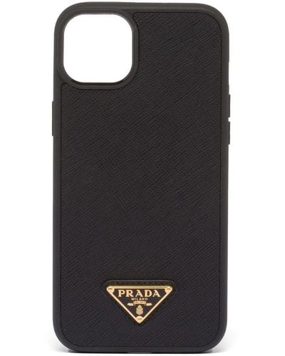 Prada Iphone 14 Max Leather Case - Black