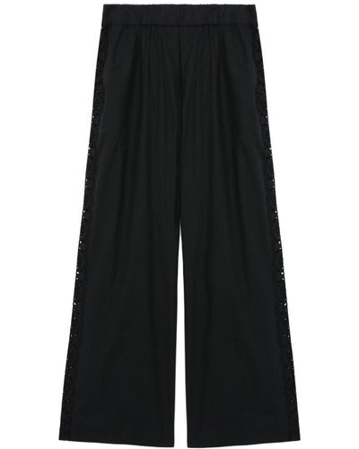 Sea Pantalones con detalle bordado - Negro