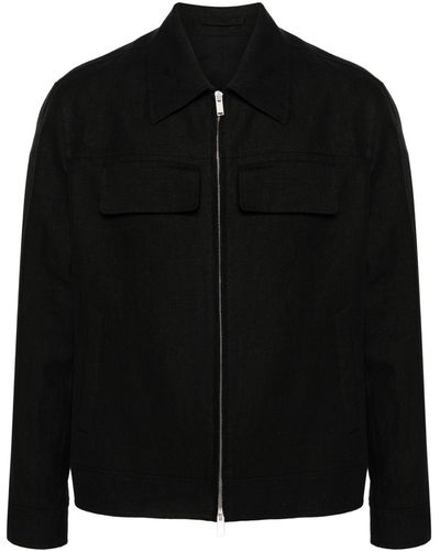 Lardini Linen Chambray Zipped Jacket - Black