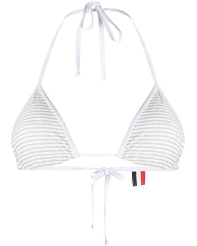 Thom Browne Bikinioberteil mit Logo-Patch - Weiß