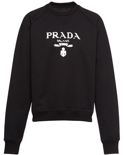 Prada Intarsia-knit Logo Sweatshirt - Black