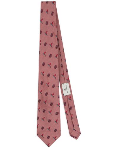 Etro Patterned-jacquard Silk Tie - Red