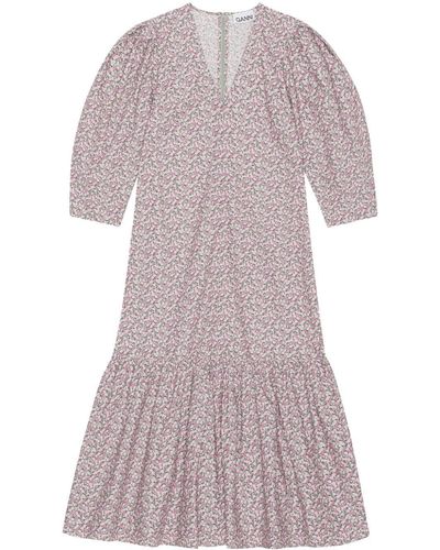 Ganni Kleid aus Bio-Baumwolle mit Print - Pink