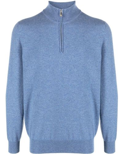 Brunello Cucinelli Funnel-neck Cashmere Sweater - Blue