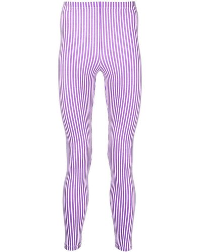 Comme des Garçons Vertical-stripe leggings - Purple