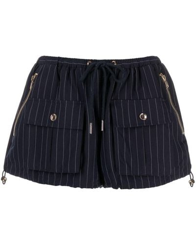 Cynthia Rowley Pinstripe-pattern Drawstring-waistband Shorts - Blue