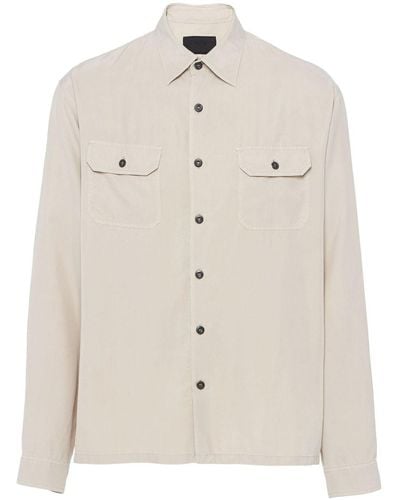 Prada Long-sleeve Silk Shirt - Natural