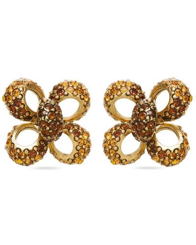 Oscar de la Renta Pendientes Crystal Clover pequeños - Metálico