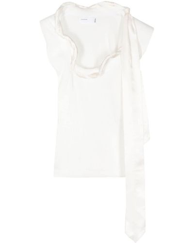 Toga Scarf-detail ruffle-trim blouse - Blanco
