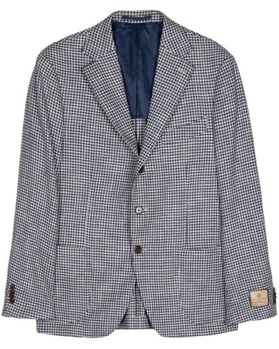 MAN ON THE BOON. Houndstooth Single-breasted Jacket - Blue