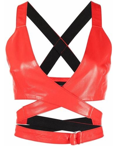 Manokhi Megan Wrap Leather Top - Multicolour