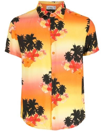Amir Slama Tropical Print Short-sleeve Shirt - Orange