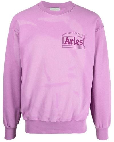 Aries Chest-logo Crew-neck Sweatshirt - Pink