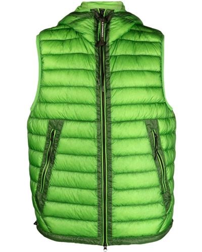 C.P. Company Hooded Feather Down Gilet - Green