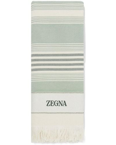 ZEGNA Logo-embroidered Cotton Beach Towel - Green
