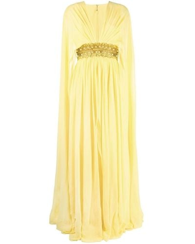 Zuhair Murad Embellished-waist Gown - Yellow