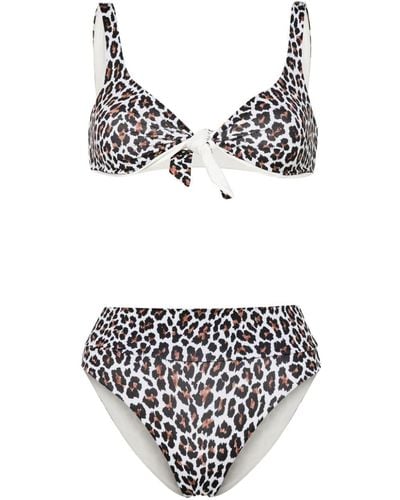 Fisico Leopard-print Bikini - White