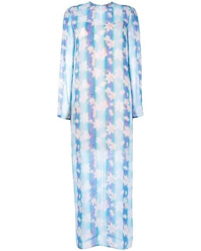 Nina Ricci Floral Long-sleeve Maxi Dress - Blue