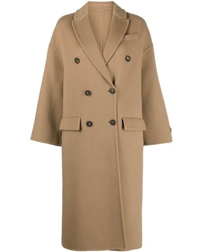 Brunello Cucinelli Double-breasted Virgin-wool Coat - Natural