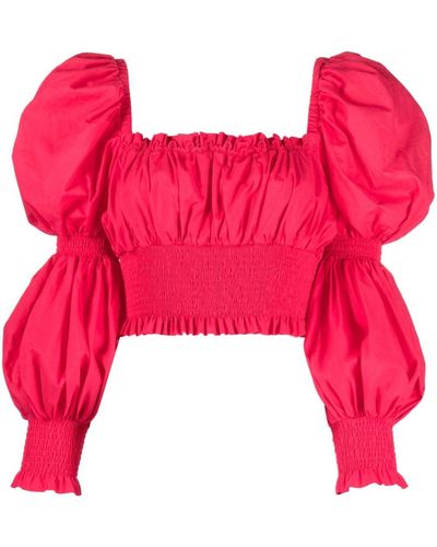 Charo Ruiz Nardo Puff-sleeve Cotton Top - Pink