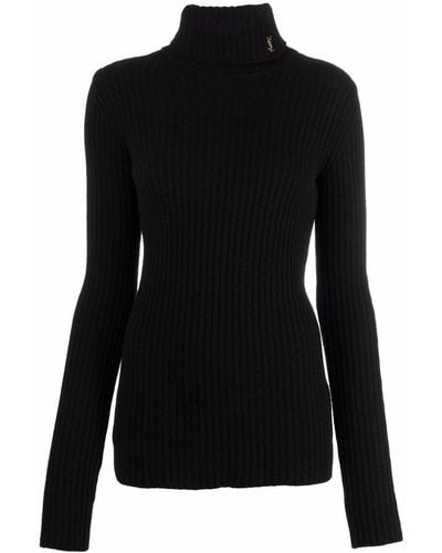 Saint Laurent Wool And Cashmere Roll Neck Pullover - Black