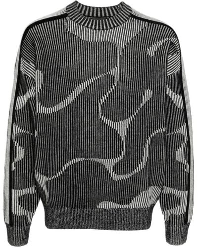 Emporio Armani Abstract-pattern Wool Jumper - Grey