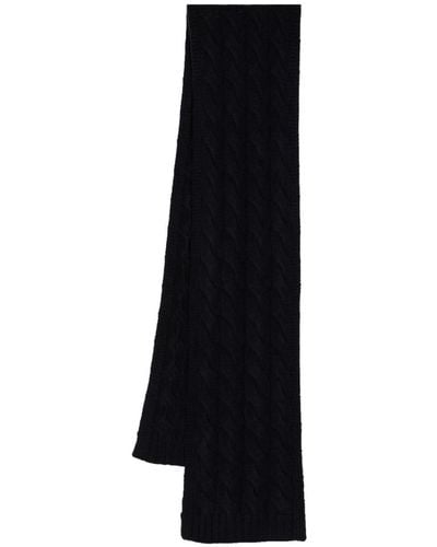 N.Peal Cashmere Cable-knit Cashmere Scarf - Black