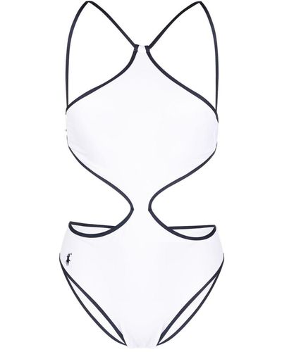 Polo Ralph Lauren Neckholder-Badeanzug mit Cut-Outs - Weiß