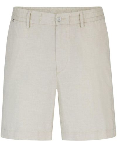 BOSS Elasticated-waist Stretch-cotton Shorts - White