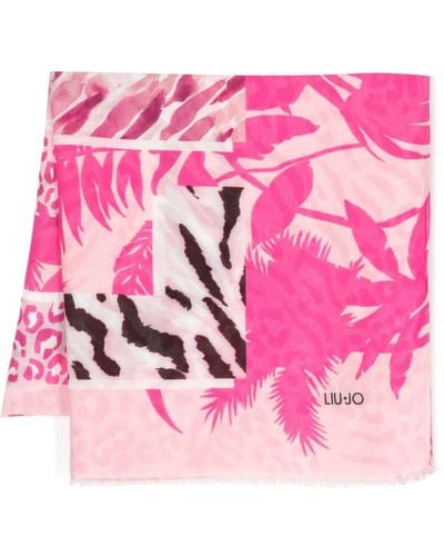Liu Jo Animal-print Bamboo Scarf - Pink