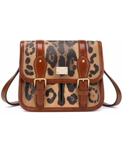 Dolce & Gabbana Bolso satchel con estampado de leopardo - Marrón