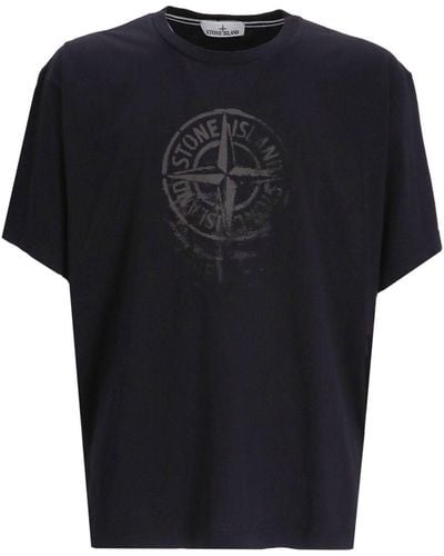 Stone Island T-Shirt mit Kompass-Print - Schwarz