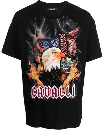 Roberto Cavalli Camiseta con motivo de águila - Negro