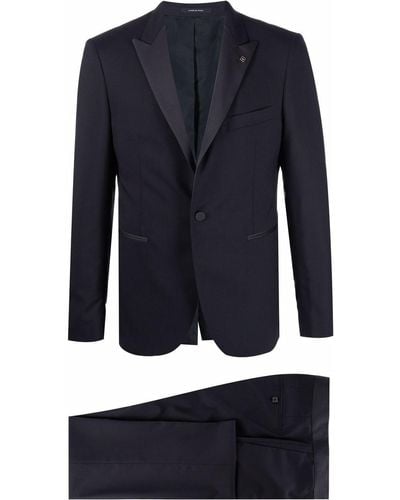 Tagliatore コントラストパネル スーツ - ブルー
