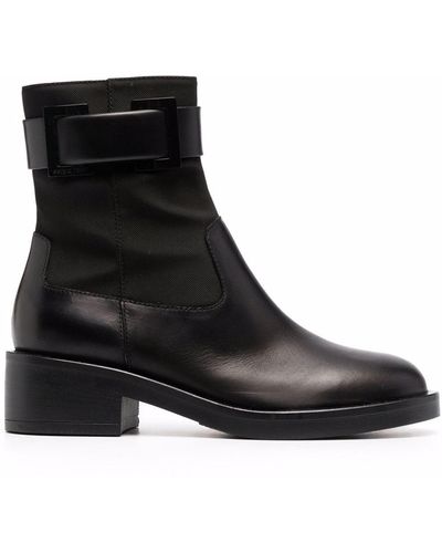 Sergio Rossi Prince Buckle-strap Leather Boots - Black