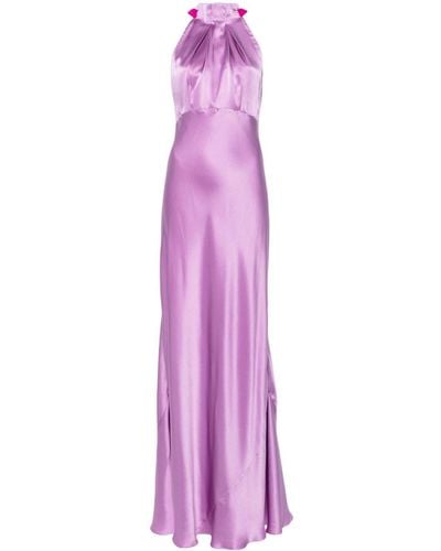 Saloni Michelle Satin Maxi Dress - Purple