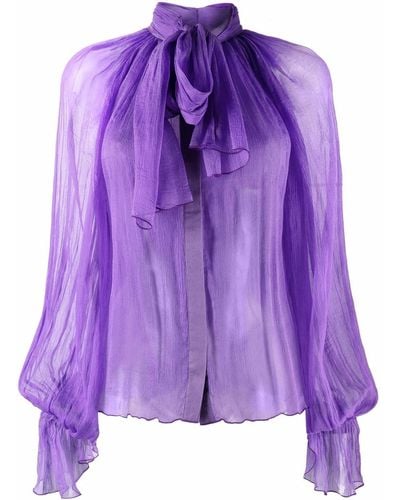 Atu Body Couture Bow-detail Silk Blouse - Purple
