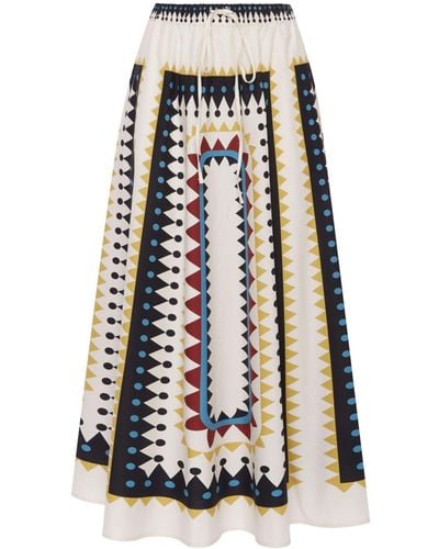 La DoubleJ Geometric-print Cotton Maxi Skirt - Wit
