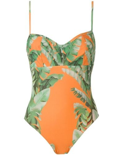 Amir Slama Floral Print Swimsuit - Orange