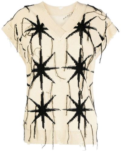 JNBY Patterned Intarsia Knit Vest Sweater - Natural
