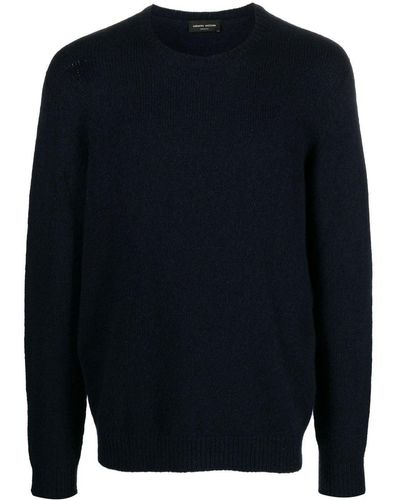 Roberto Collina Purl-knit Ribbed-trim Sweater - Blue