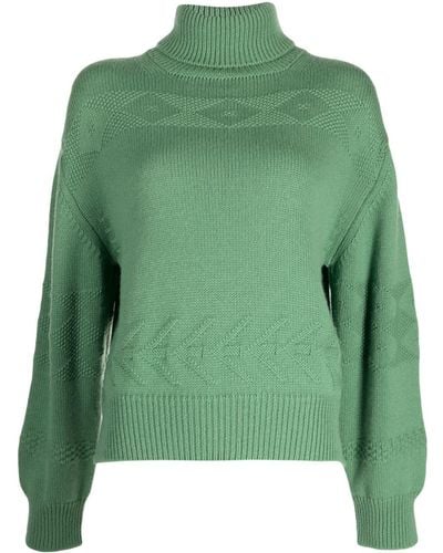 Pringle of Scotland Guernsey Roll-neck Cashmere Jumper - Green