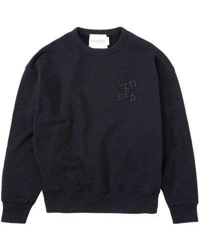 Closed Sweater Met Geborduurd Logo - Blauw
