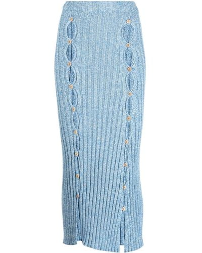 Baserange Cut-out Organic Cotton Midi Skirt - Blue