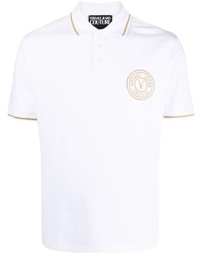 Versace ヴェルサーチェ・ジーンズ・クチュール ロゴパッチ ポロシャツ - ホワイト