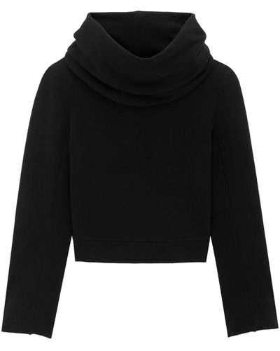 Saint Laurent Cropped Hoodie - Zwart