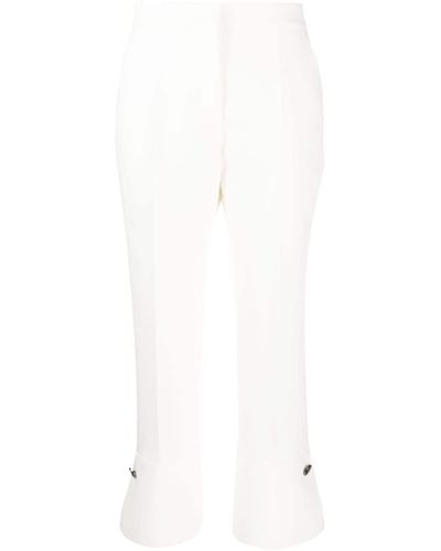MSGM Cropped-leg Flared Trousers - White