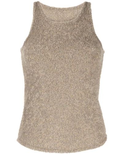 Low Classic Sleeveless Fleece Knitted Top - Natural